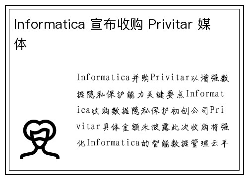 Informatica 宣布收购 Privitar 媒体