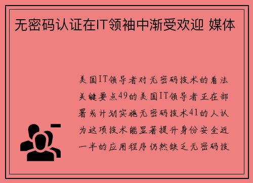 无密码认证在IT领袖中渐受欢迎 媒体