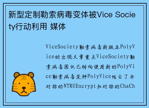 新型定制勒索病毒变体被Vice Society行动利用 媒体